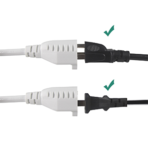12in White AC Mini Indoor 3 Prong Extension Cord