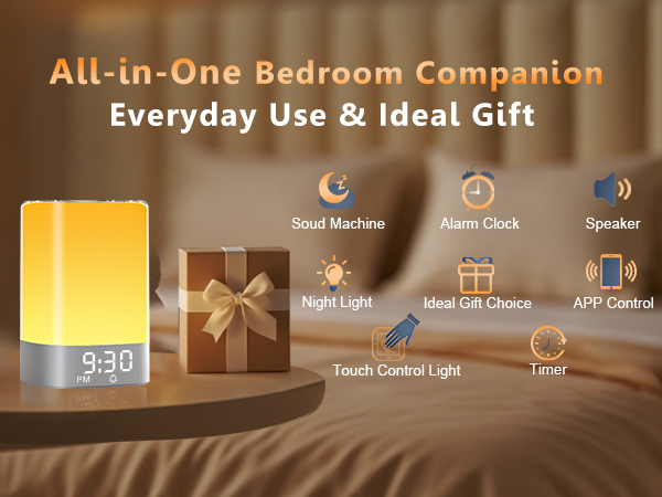 sound machine night light alarm clock for kids birthday gifts for women gifts for 10 year old girl