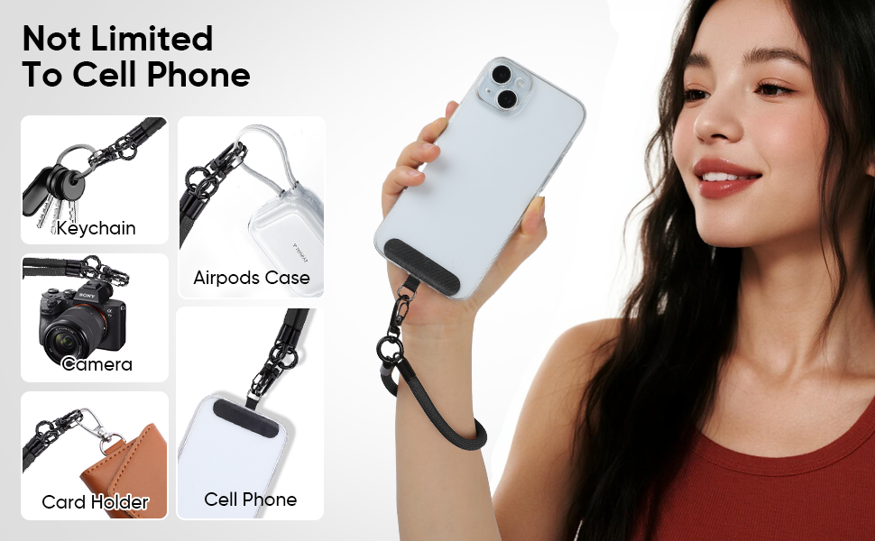 Not limited to cell phone, keychain camera airpods case card holder can be use