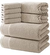REDKISS 8-Piece Premium Towel Set, 2 Bath Towels, 2 Hand Towels, 4 Washcloths, 100% Cotton, Quick...