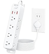 DEPOW 2 Prong Power Strip with 12 AC Outlets, 2 to 3 Prong Adapter, 3 USB Ports (1 USB C), 5FT Ex...