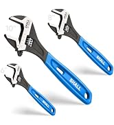 SHALL 3-Piece Adjustable Wrench Set, 10/8/6 Inch Cr-V Steel Wrench with Cushion Grip, Wide Jaw Bl...