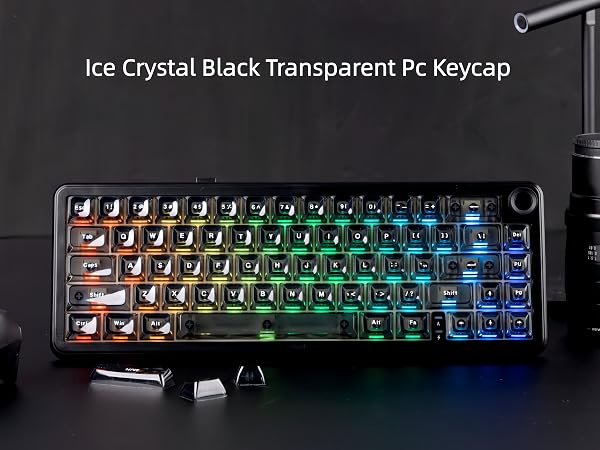 Black Grey Jelly keycaps, Shine Through Keyboard caps Clear Set,Ice Crystal Translucent Key caps