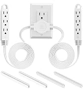 K KASONIC 3 Prong 12 Feet Twin Extension Cord Power Strip, 6 Feet on Each Side, Flat Head Outlet ...
