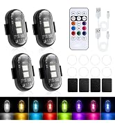 Mcbazel 4 Pcs Wireless Rechargeable Magnetic LED Strobe Lights, 8-Colors USB Waterproof Anti-Coll...