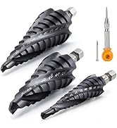 MulWark Four Spiral Flute Cobalt Step Drill Bit Set and Automatic Center Punch, Industrial Grade ...