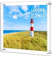 Ludery 8.5x11 Clear Acrylic Wall Mount Floating Frameless Picture Frame for Wall, Hanging Photo F...