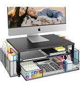 OPNICE Desk Organizer and Accessories, 2-Tier Computer Monitor Stand Riser with Drawer and 2 Pen ...