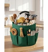 Cleaning Caddy with Handle, 17L Foldable Storage Basket with 6 Pockets, Portable Cleaning Supplie...