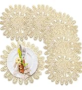 TOPZEA Round Woven Placemats Set of 6, 13.8 Inch Corn Husk Rattan Place Mats Natural Wicker Table...