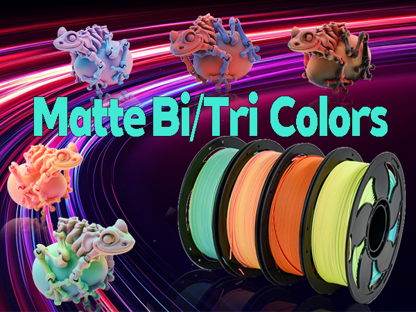 Toksen3D printing filament PLA PETG TPU gradient bi dual tri color rainbow filament