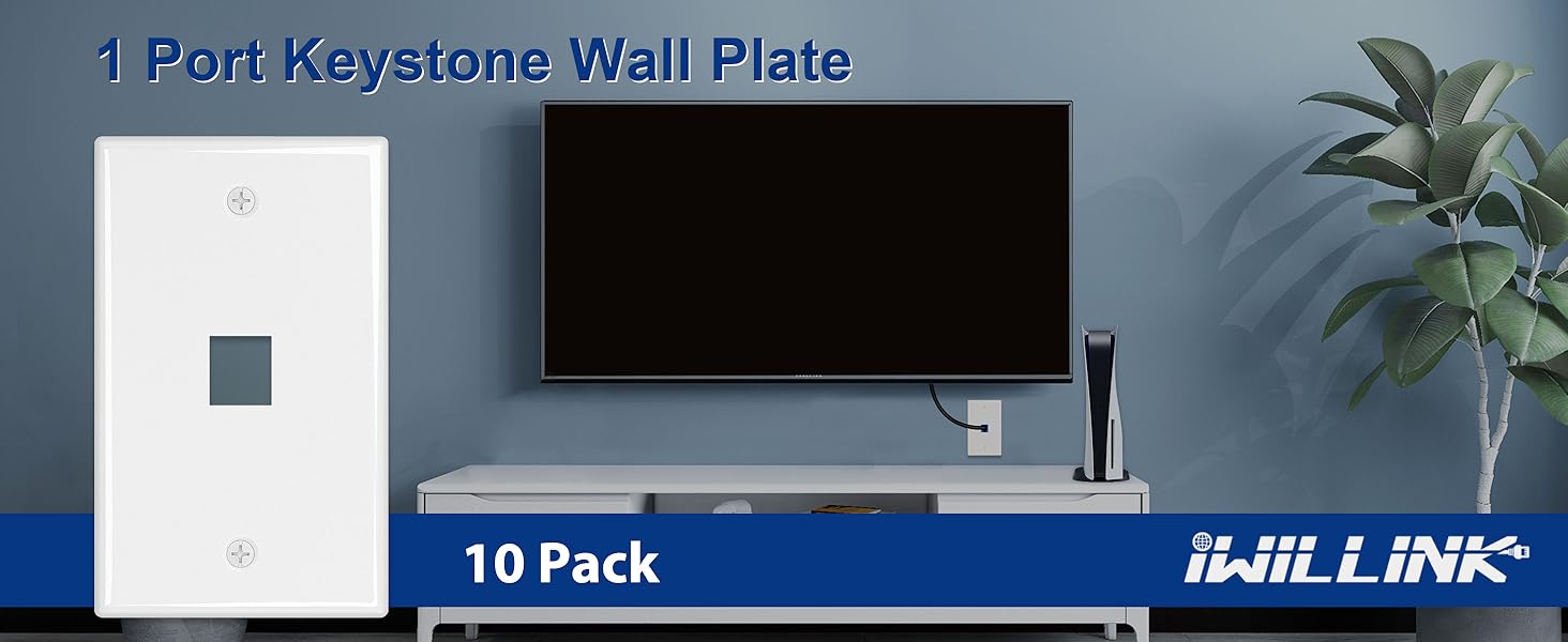 Iwillink 10 Pack 1-Port Keystone Wall Plates