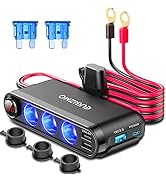 EUGIZMO 12V Cigarette Lighter Socket Splitter, 200W 3 Socket Multi Port Car Cigarette Lighter Ada...