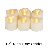 Flameless Flickering LED Votive Tealight Candles Battery Operated with Timer / 6 Hours On and 18 ...