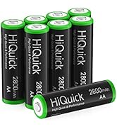 HiQuick 2800mAh AA Rechargeable Batteries High Capacity Performance, Per-Charged 1.2V AA Batterie...