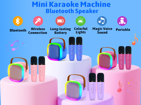 karaoke machine for kids adults, portable bluetooth speaker with wireless microphone gifts for boys