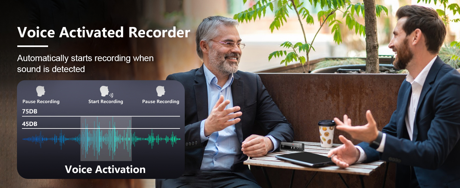  Dual Microphone 3072 Kbps A-B Repeat Recording, Voice Recorder for Lectures, Voice Recorder