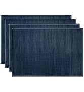 Niviy Dark Blue Placemats Set of 4, 12x18 Inch Washable Easy to Clean Heat-Resistant Anti-Skid Na...