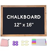 KOOLDE Magnetic Chalkboard 12'' x 16'' Hanging Framed Wall Chalkboard, Wood Frame Board Sign Blac...
