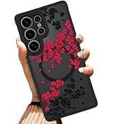 OOK Case Fit for Samsung Galaxy S25 Ultra 6.9 Inch (Compatible with MagSafe) Red Floral Flowers D...