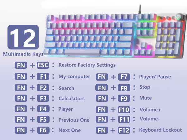 Purple Magnetic Cover Keyboard with 12 Multimedia Keys Uninterrupted Work Gaming Portable Keyboard
