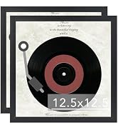 JCJMY Wood Vinyl Record Frame for the Wall, Display 12.5x12.5 Album Cover and 12x12 LP Vinyl Reco...