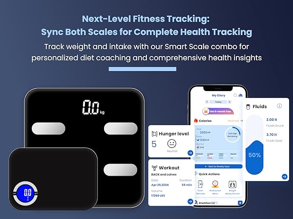 Smart Body Weight And Kitchen Scale Combo with Fitness app Sync