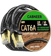CABNEER CAT6A Ethernet Cable 100 ft, Outdoor &amp; Indoor 23AWG 10Gbps High Speed, Weatherproof Direc...