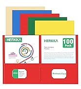 Two Pocket Folder, HERKKA 100 Pack 2 Pocket Folders, Letter Size Paper Folders Designed for Offic...