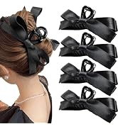 Sizobi 4PCS Bow Claw Clip, 4.3 Inch Big Black Bow Hair Clips for Women,Silky Satin Hair Bows Clip...