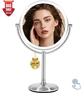 VESAUR 1X15X HD Lighted Makeup Mirror, 9" Large 5000mAh Rechargeable Double Sided Magnifying Mirr...
