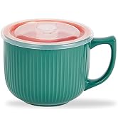 Hoilse Ceramic Soup Bowl with Handle 32oz – Microwave Ramen Bowl with Lid, Soup Mugs &amp; Cups for C...