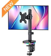 RGB Single Monitor Stand, Monitor Desk Mount Arm up to 17.6lbs Desk Mount with RGB Light Adjustab...