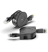 CNCOB Retractable Ethernet Cable Cat6 5.9 ft Ethernet Cable 2 Pack Flat LAN Cable High Speed Outd...