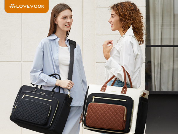 LOVEVOOK Teacher Laptop Tote Bag for Women Nurse Work With Large Cup Holder Computer Purses