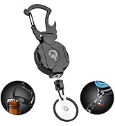 1 Pack Retractable Keychain Heavy Duty Carabiner Badge Holder with Magnetic Closure, Tactical ID ...