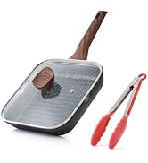 Kordisen Nonstick Grilling Pan with Lid for Stove Tops, 9.5 Inch Square Grill Pan for Indoor Cook...