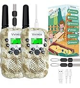 Vvinca Rechargeable Walkie Talkies for Kids 2 Pack, 5-7 Year Old Boy Toys Long Range 22 Channels ...