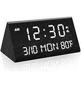 Kogonee Wooden Digital Alarm Clock, 0-100% Dimmer, 2 Alarm Settings, Weekday/Everyday Mode, 9 Min...