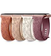 DaQin 4 Pack Floral Engraved Band Compatible with Apple Watch Band 38mm 40mm 41mm 42mm 44mm 45mm ...