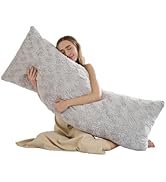 HKMR Fluffy Faux Rabbit Fur Body Pillow,Memory Foam Pregnancy Pillow for Side Sleep Body Pillow,2...