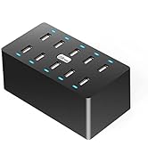 10 Ports Wall Charger, 50W 10-Port Family-Sized Desktop USB Rapid Charger,Multiple Charging Stati...