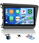[6+128G] 8-Core Android 15 Car Radio Stereo for Honda Civic 2012-2015 with Wireless Carplay&amp;Andro...