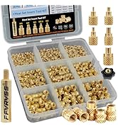 320+6Pcs M2 M2.5 M3 M4 M5 Premium Brass Threaded Inserts, Metric Brass Knurled Nuts Assortment Ki...