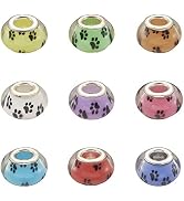 Craftdady 50Pcs Large Hole Acrylic European Spacer Beads Mixed Colors 14x9-10mm Dog Paw Printed R...