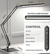 SKYLEO LED Desk Lamp with Slim Base - Adjustable Swing Arm Desk Light, Dimmable, Timer, Eye Prote...
