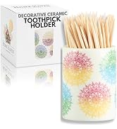 Home Haven Ceramic Toothpick Holder - Colorful Mandelas Design - Toothpicks Holder Dispenser and ...