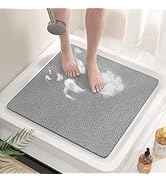 HITSLAM Square Shower Stall Mat, 21 x 21 Inch Non Slip Bath Mat for Tub, Soft PVC Loofah Bathtub ...