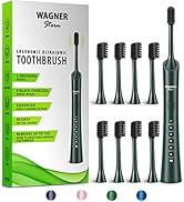 Wagner &amp; Stern ultrasonic whitening Electric Toothbrush with 8 Charcoal Black Brush Heads. for Fr...