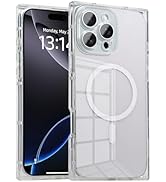 IAIYOXI Rectangle Edge Magnetic Clear Case for iPhone 16 Pro Max, Compatible with MagSafe, Full C...